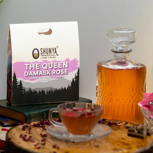 Shunya India The Queen Damask Rose Tisane (20 Tea Bags, 3g Each) - Herbal Infusion Flower  Tisane, Natural Antioxidant, Immunity Support, Caffeine-Free Hot Brew